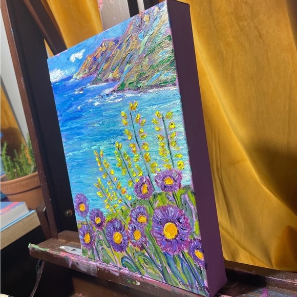 California Big Sur Oil Painting On Canvas 12 X 9 Inches Contemporary Van Gogh - Picture 9 of 14